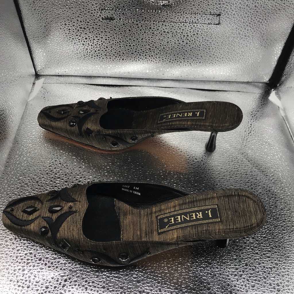 J Renee Black And Tan Squared Toe Mule